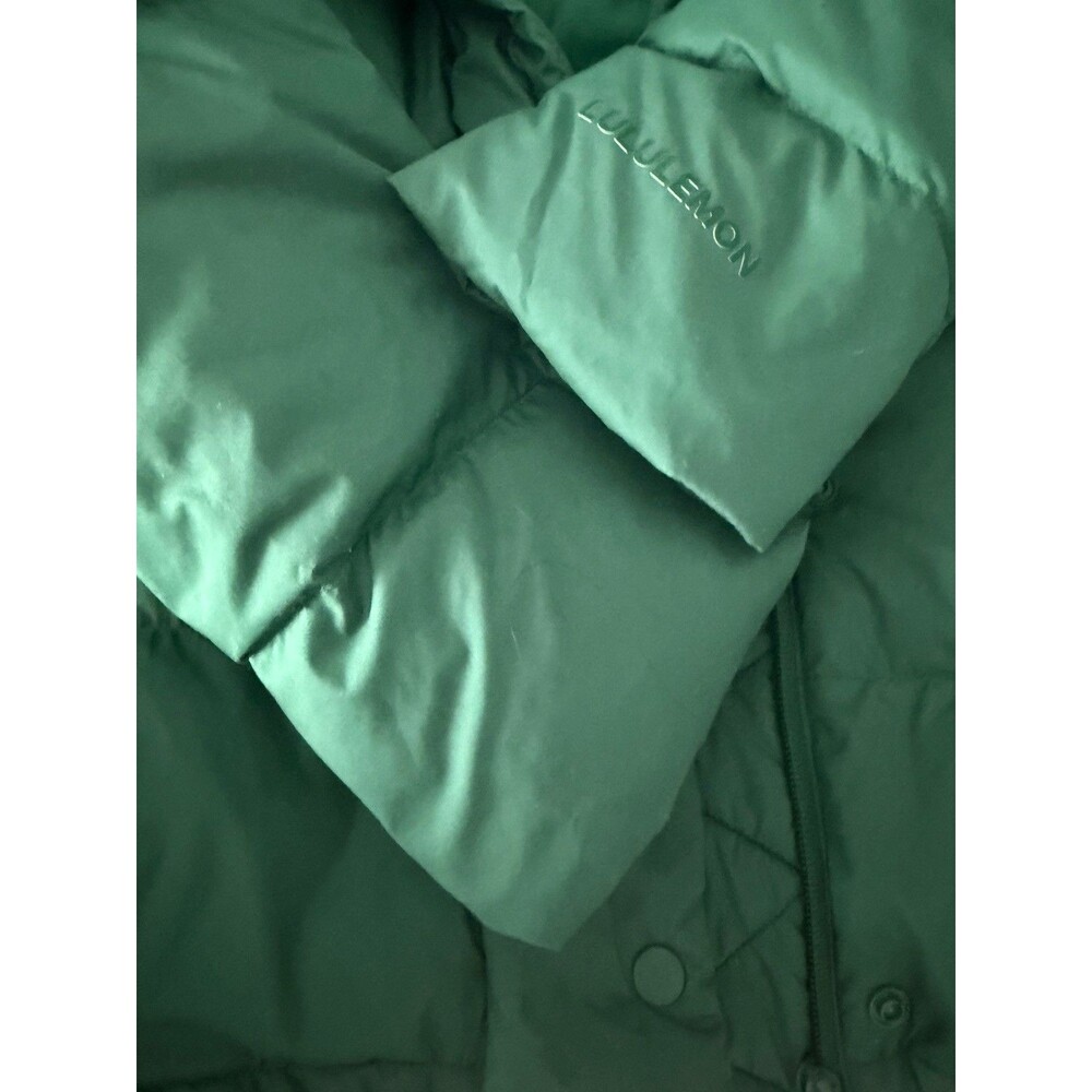 Lululemon Puffer Jacket Womens 4 Green Goose Down Hooded Winter Coat Short EUC - Picture 10 of 11